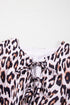 Brown Leopard Tied Front Keyhole Puff Short Sleeve Mini Dress